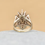 Estate 14K White Gold Marquise Diamond Cluster Cocktail Ring, 1.50 TCW Brilliant Diamond Starburst, 6 1/4 US