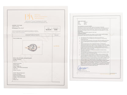 Estate 10K Diamond Halo Engagement Ring appraisal documents showing size, description, and value details