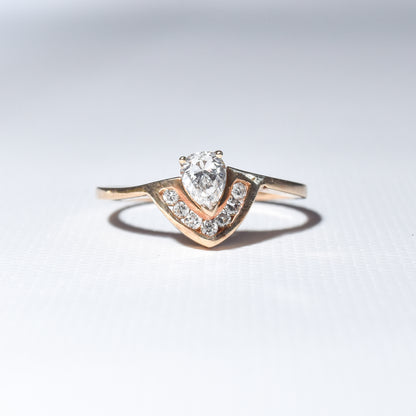 Estate 10K Diamond Engagement Ring, Pear-Cut Diamond, Size 8.75 US