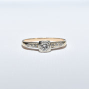 10K Two-Tone Diamond Engagement Ring, .15 CT Brilliant Diamond, Size 7.25 US