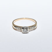 10K Two-Tone Diamond Engagement Ring, .15 CT Brilliant Diamond, Size 7.25 US