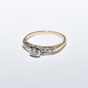 10K Two-Tone Diamond Engagement Ring, .15 CT Brilliant Diamond, Size 7.25 US