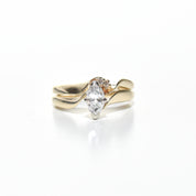 14K Marquise Diamond Engagement Ring, Stacked Design, Size 4.5 US