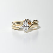 14K Marquise Diamond Engagement Ring, Stacked Design, Size 4.5 US