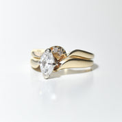 14K Marquise Diamond Engagement Ring, Stacked Design, Size 4.5 US