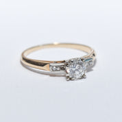 Estate 14K Two-Tone Diamond Engagement Ring, Size 6.75 US