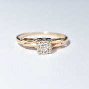 14K OEC Diamond Solitaire Ring, Two-Tone Style, .10 CT, Size 6.5 US