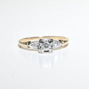 14K Three-Stone Diamond Engagement Ring, Size 7.75 US