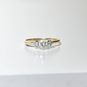 14K Three-Stone Diamond Engagement Ring, Size 7 US