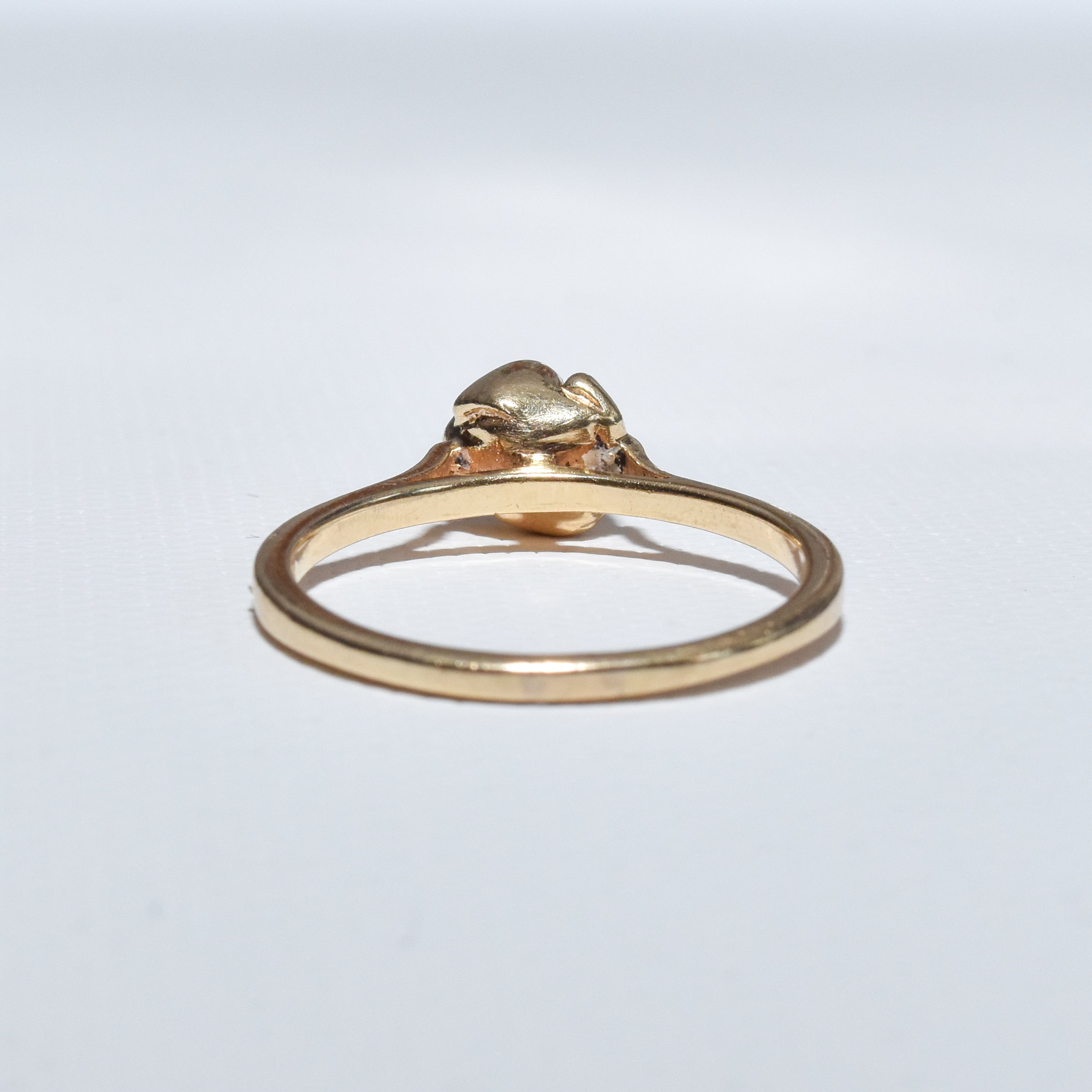 14K Tulip Diamond Solitaire Ring, Minimalist Gold Flower Ring, Size 8 Scant US