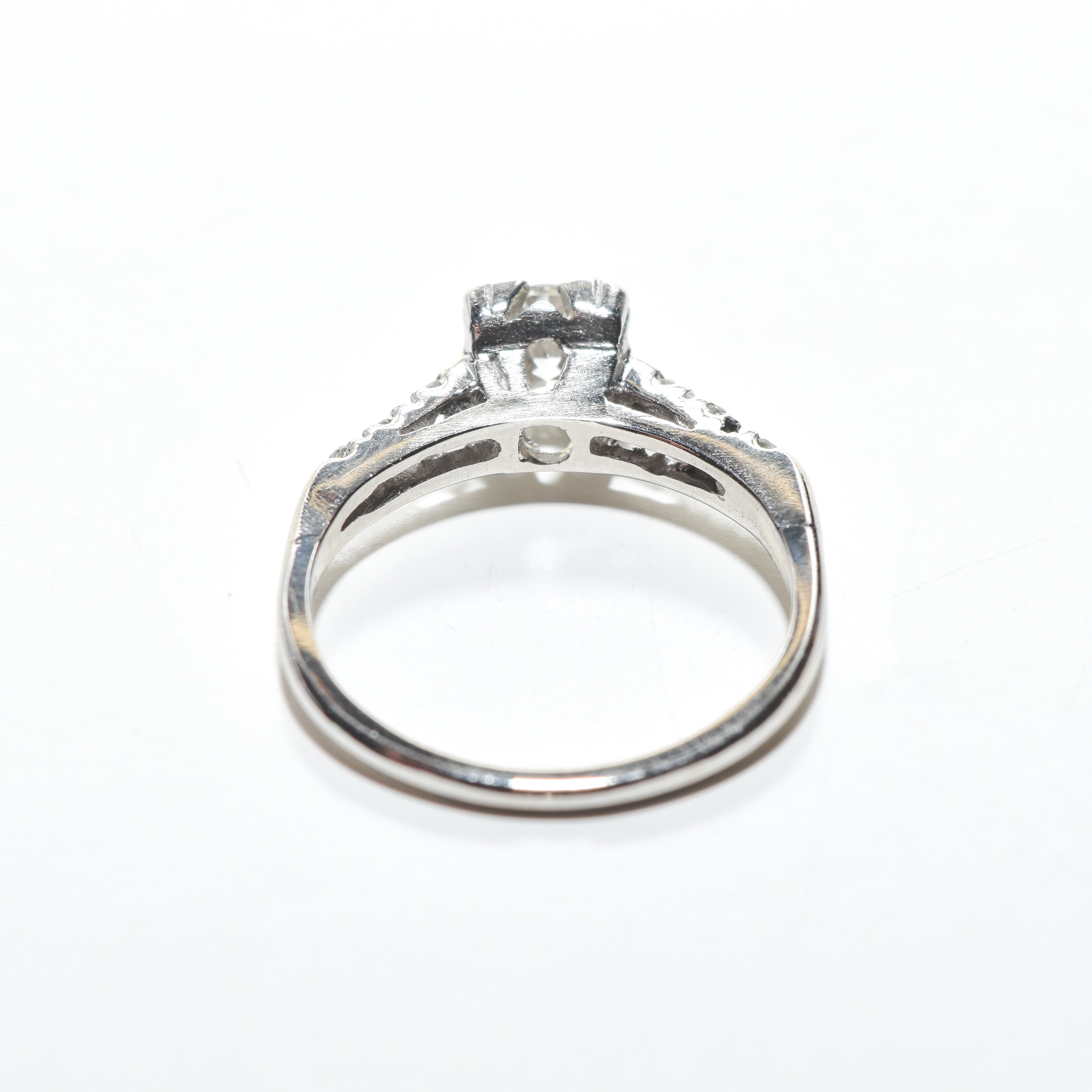 Estate 14K White Gold Diamond Engagement Ring, Size 5.75 US