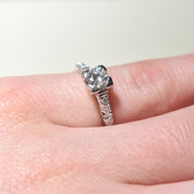 Estate 14K White Gold Diamond Engagement Ring, Size 5.75 US