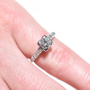 Estate 14K White Gold Diamond Engagement Ring, Size 5.75 US