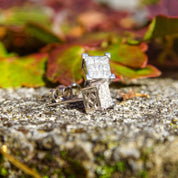 10K Princess Diamond Composite Stud Earrings, Square White Gold Diamond Cluster Studs, 1/2 TCW, Estate Jewelry, 7mm