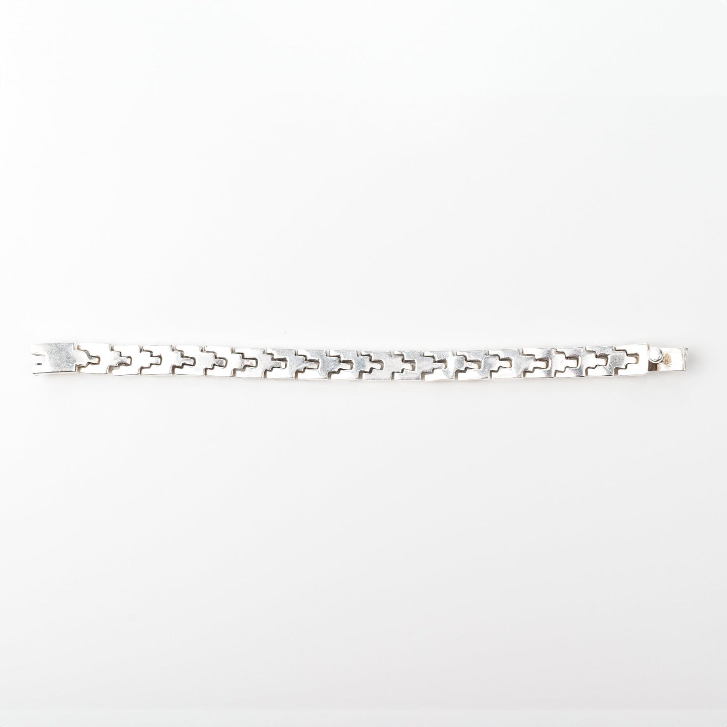 Mexican Sterling Silver Link Bracelet, Heavy Articulated Chain, Unisex Bracelet, 8.25" L