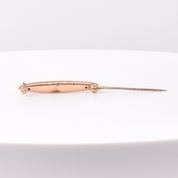 Antique 14K Pink Enamel Seed Pearl Diaper Pin, Mini Gold Bar Pin, Edwardian Art Deco Jewelry, 2.5cm