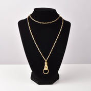 10K Gold Filled Hand-Knocker Pendant Necklace, Pocket Watch Chain & Fob, Estate Jewelry, 30" L