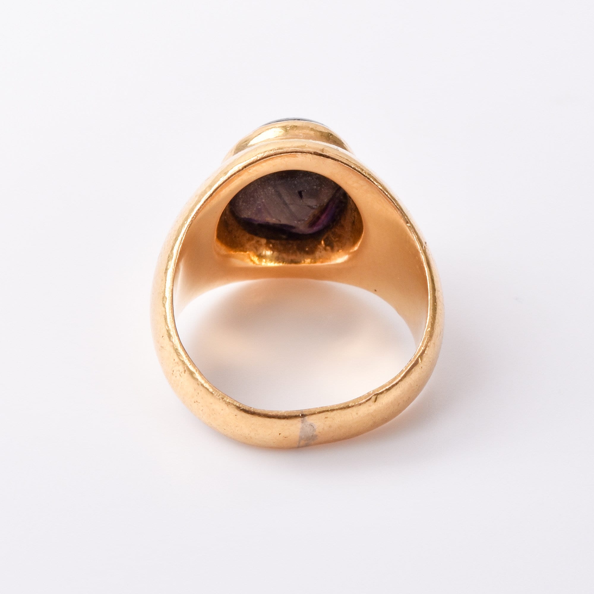 Black Star Sapphire Ring In 18K Yellow Gold, Solid Gold Cab Ring, Estate Jewelry, Size 5 3/4 US