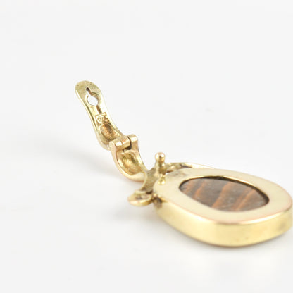 Boulder Opal Pendant Set In 14K Yellow Gold, Natural Gemstone Pendant, Estate Jewelry, 27mm