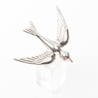 Modernist Flying Bird Statement Ring, Polished Silver Ring, Vintage Jewelry, Size 10 1/12 US