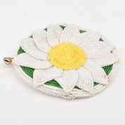 Cute Beaded Daisy Coin Purse, Small Kiss Clasp Flower Clutch, Vintage Delill Handbags, 4"