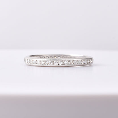 Platinum Diamond Eternity Ring, 2mm Channel Set Band Ring, .34 TCW, Estate Jewelry, Size 8 3/4 US