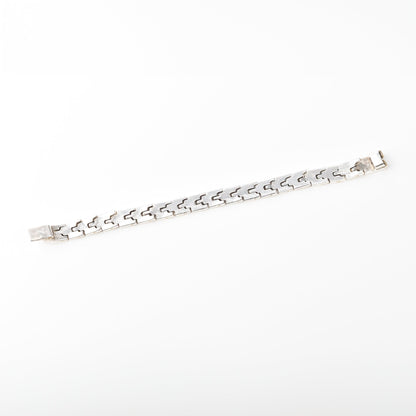Mexican Sterling Silver Link Bracelet, Heavy Articulated Chain, Unisex Bracelet, 8.25" L