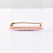 Antique 14K Pink Enamel Seed Pearl Diaper Pin, Mini Gold Bar Pin, Edwardian Art Deco Jewelry, 2.5cm