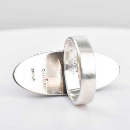 Rosetta Jasper Gemstone Ring Set In Sterling Silver, StuArt Sterling, Artisan Jewelry, Size 4 3/4 US