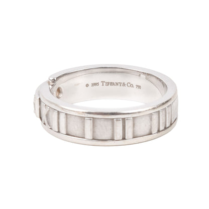 1995 Tiffany & Co. 18K White Gold Diamond Atlas Ring, .24 TCW Three-Stone Ring, Size 6 3/4 US