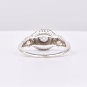 Art Deco 14K Diamond Filigree Engagement Ring, White Gold Ring, Diamond Accents, Size 6 Scant