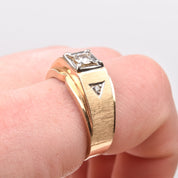 Men's Diamond Ring In Two-Tone 14K Gold, 1980's Estate Jewelry, Size 9 3/4 Scant