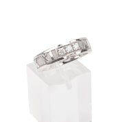 1995 Tiffany & Co. 18K White Gold Diamond Atlas Ring, .24 TCW Three-Stone Ring, Size 6 3/4 US