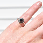 Sterling Silver Black Onyx Bead Ring By James Avery, Mini 925 Bombe Ring, Vintage Jewelry, Size 5 1/2 US