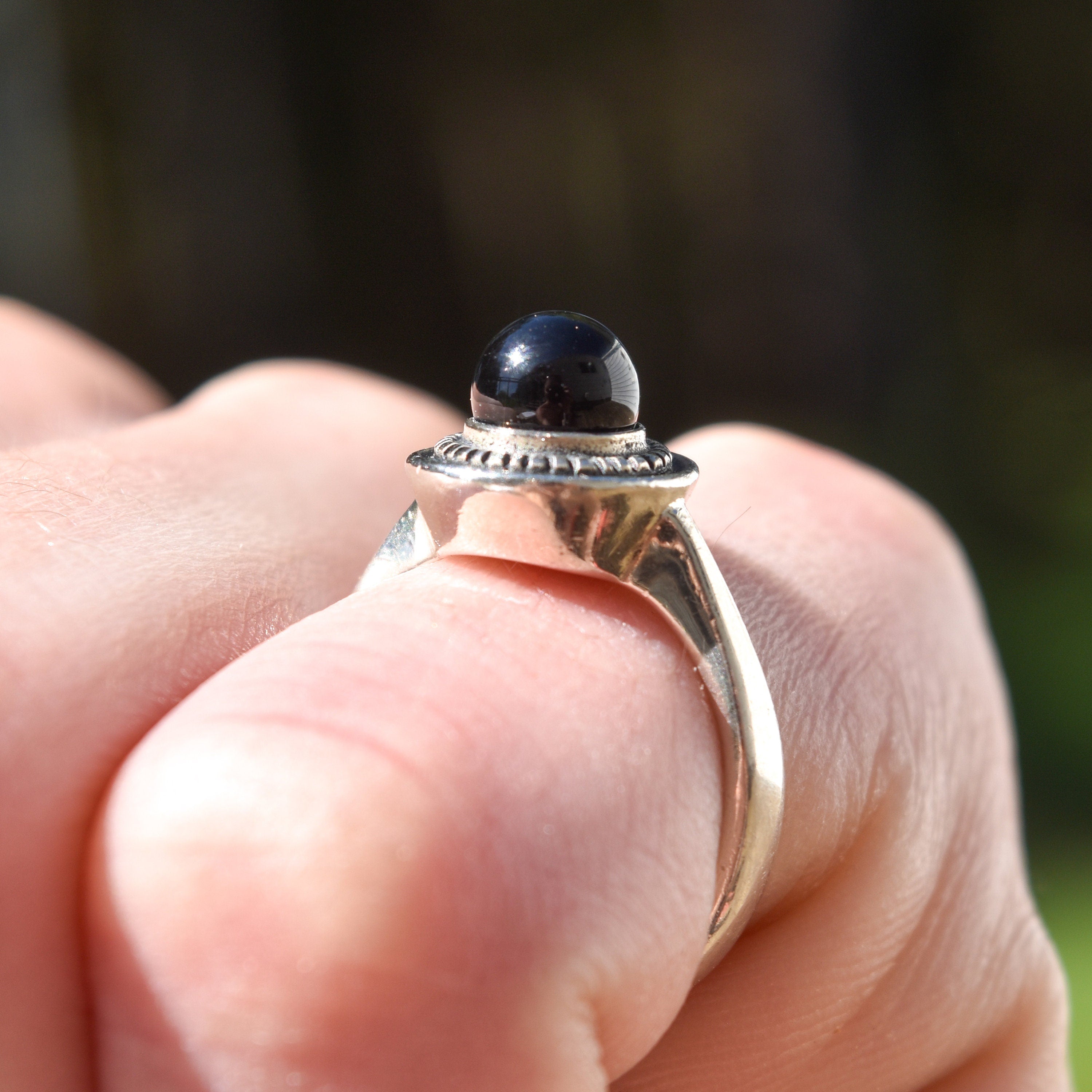 Sterling Silver Black Onyx Bead Ring By James Avery, Mini 925 Bombe Ring, Vintage Jewelry, Size 5 1/2 US