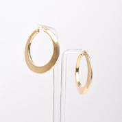 Italian 14K Yellow Gold Oval Hoop Earrings, Medium Sized Hollow Hoops, Statement Earrings, 1 7/8" L