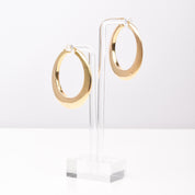 Italian 14K Yellow Gold Oval Hoop Earrings, Medium Sized Hollow Hoops, Statement Earrings, 1 7/8" L