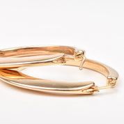 Italian 14K Yellow Gold Oval Hoop Earrings, Medium Sized Hollow Hoops, Statement Earrings, 1 7/8" L