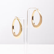 Italian 14K Yellow Gold Oval Hoop Earrings, Medium Sized Hollow Hoops, Statement Earrings, 1 7/8" L