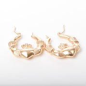 Vintage 14K Gold Claddagh Hoop Earrings