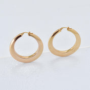 Italian 14K Yellow Gold Oval Hoop Earrings, Medium Sized Hollow Hoops, Statement Earrings, 1 7/8" L