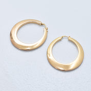 Italian 14K Yellow Gold Oval Hoop Earrings, Medium Sized Hollow Hoops, Statement Earrings, 1 7/8" L