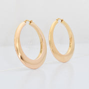 Italian 14K Yellow Gold Oval Hoop Earrings, Medium Sized Hollow Hoops, Statement Earrings, 1 7/8" L