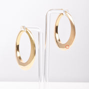 Italian 14K Yellow Gold Oval Hoop Earrings, Medium Sized Hollow Hoops, Statement Earrings, 1 7/8" L