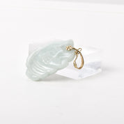 14K Gold Carved White Jade Fish Pendant