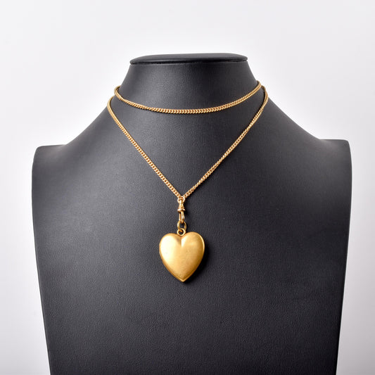 8K Gold Curb Chain with Wightman & Hough Gold Filled Heart Locket