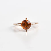 10K Gold Orange Citrine Solitaire Ring, Estate Jewelry, Size 4 1/2