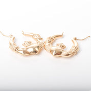 Vintage 14K Gold Claddagh Hoop Earrings