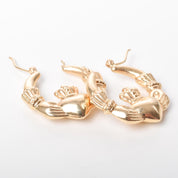 Vintage 14K Gold Claddagh Hoop Earrings