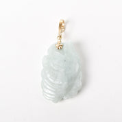 14K Gold Carved White Jade Fish Pendant